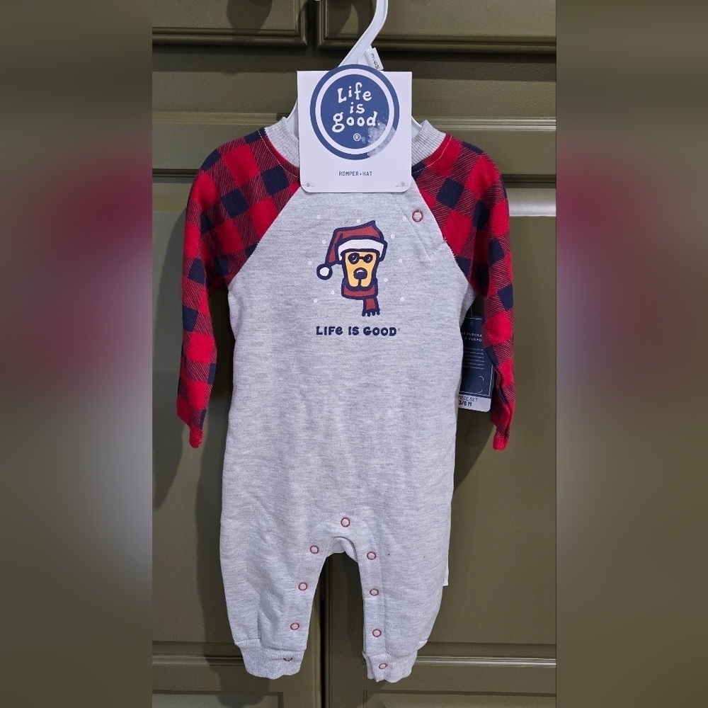 NWT Life is Good Christmas infant snap long sleeve onesie